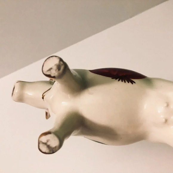 Vintage Ceramic Cow Creamer Figurine Apple 8 Inch Long Farm  Animal - Picture 11 of 12